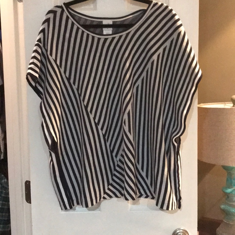 Asymmetrical stripe poncho